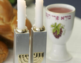 Shabbat candles and wine