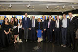 In attendance at the launch of the Lieberman-Mitzner Center were, from left, Sharon Poczter (Director of the Center); Daniella Landau, student scholar; Talya Naggar, student scholar; Oriya Baskin, student scholar; Matthew Lieberman (Sen. Lieberman's son); Rabbi Dr. Ari Berman; Hadassah Lieberman (Sen. Lieberman's wife); Ira Mitzner (Chairman of the YU Board); Steven Mitzner (Mitzner's son); Jeffrey Collins (Mitzner’s step-son); Sam Fogelson, student scholar; and Binyomin Eidlisz, student scholar