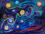 "Chaos Trajectory to the Moon," one of Prof. Belbruno's favorite paintings.