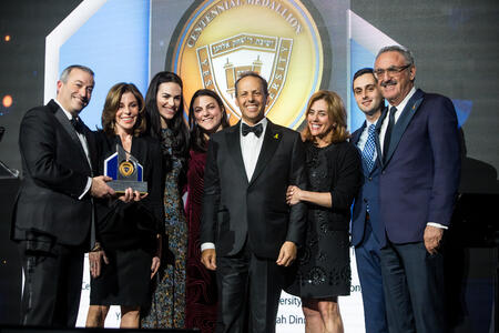 From left, Rabbi Berman, Audrey Wilf, Stephanie Wilf Kahn, Elana Wilf Tanzman, Mark Wilf, Jane Wilf, Andrew Wilf and Zygi Wilf